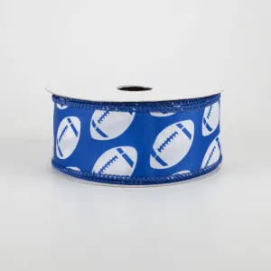 1.5" Diagonal Dotted Football Ribbon: Royal Blue & White (10 Yards)