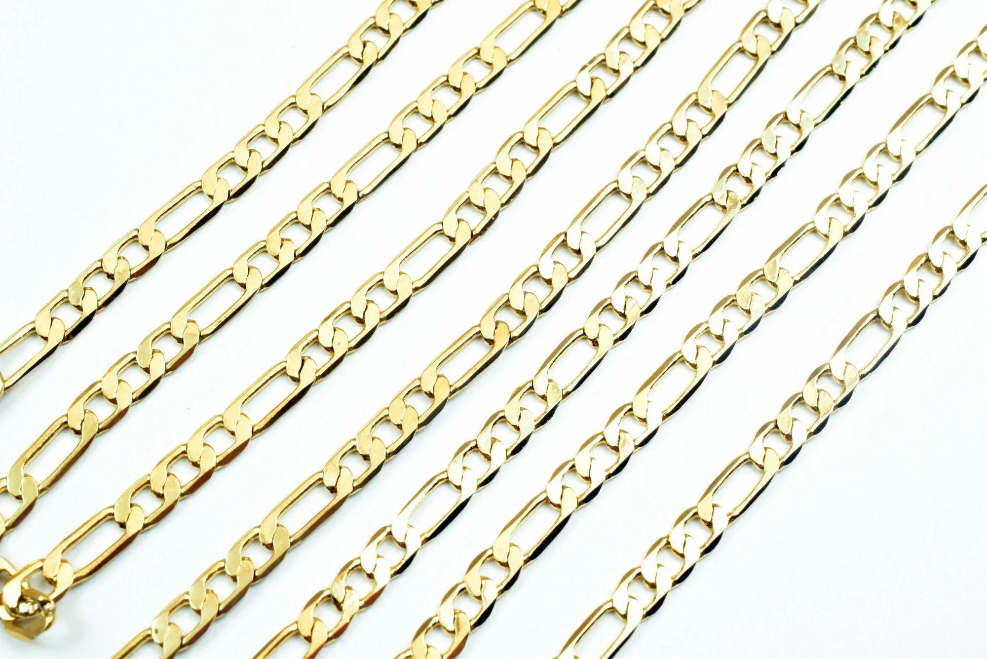 18k Gold Filled Look, EP figaro chain width 2.5mm, thickness 0.5mm, 17 1/2" inches bohemian findings jewelry for jewelry making  cg85