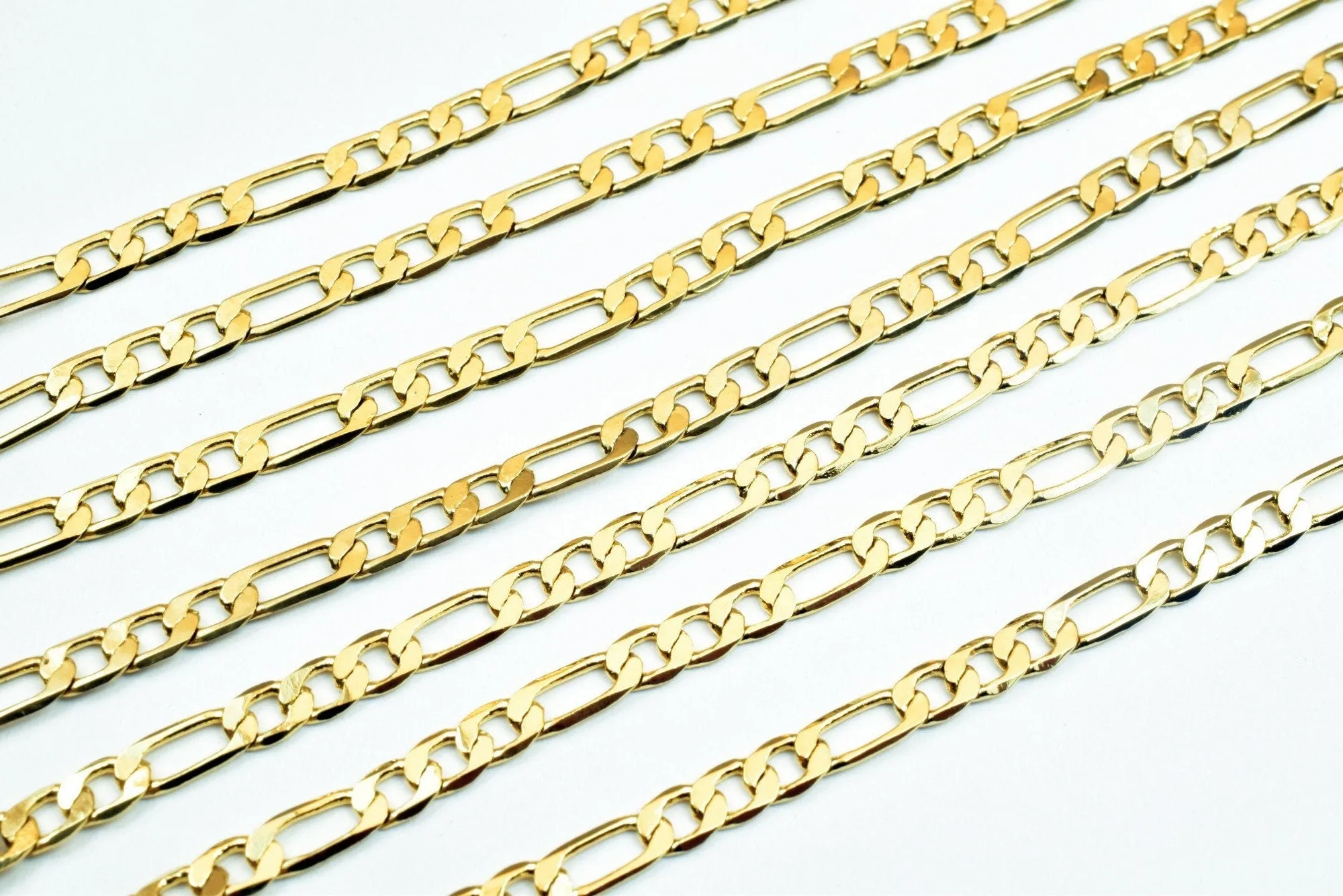 18k Gold Filled Look, EP figaro chain width 2.5mm, thickness 0.5mm, 17 1/2" inches bohemian findings jewelry for jewelry making  cg85