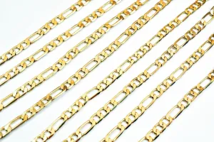 18k Gold Filled Look, EP figaro chain width 2.5mm, thickness 0.5mm, 17 1/2" inches bohemian findings jewelry for jewelry making  cg85