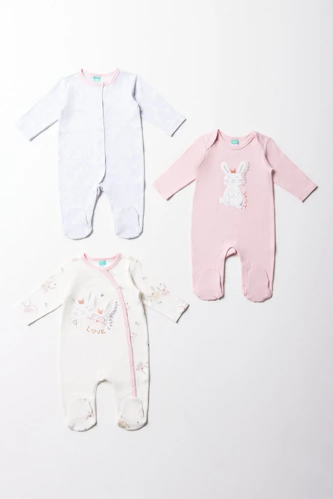 3 Pack Babygrows Pink