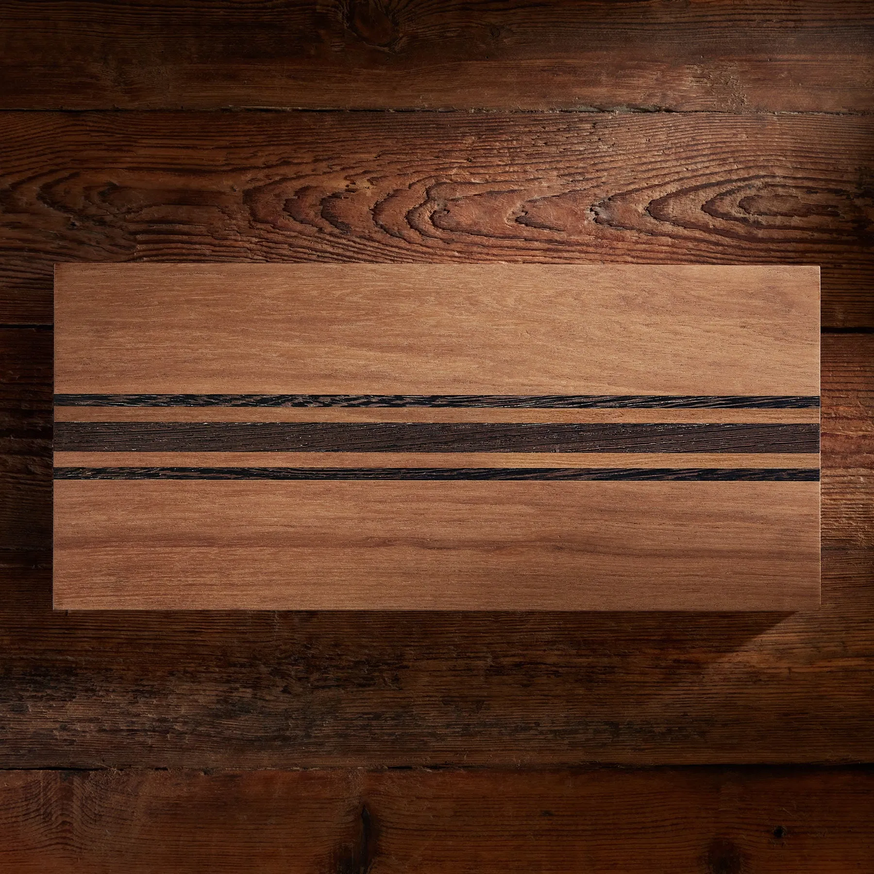 9X20" Teak Serving Board - Teak/Natural Finish with Triple Stripe