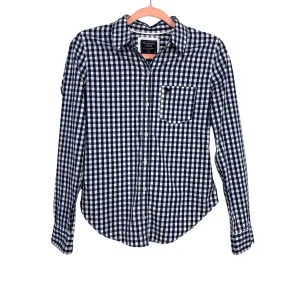 Abercrombie & Fitch Navy and White Gingham Button Down Top NWT- Size XS