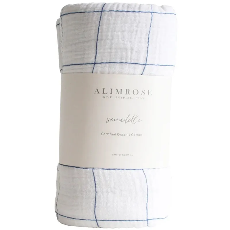 Alimrose - Muslin Swaddle - Grid Navy