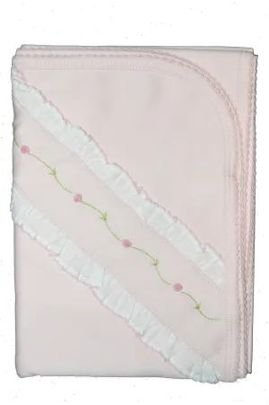 Baby Girl's Pink Rose Vine Ruffle Blanket