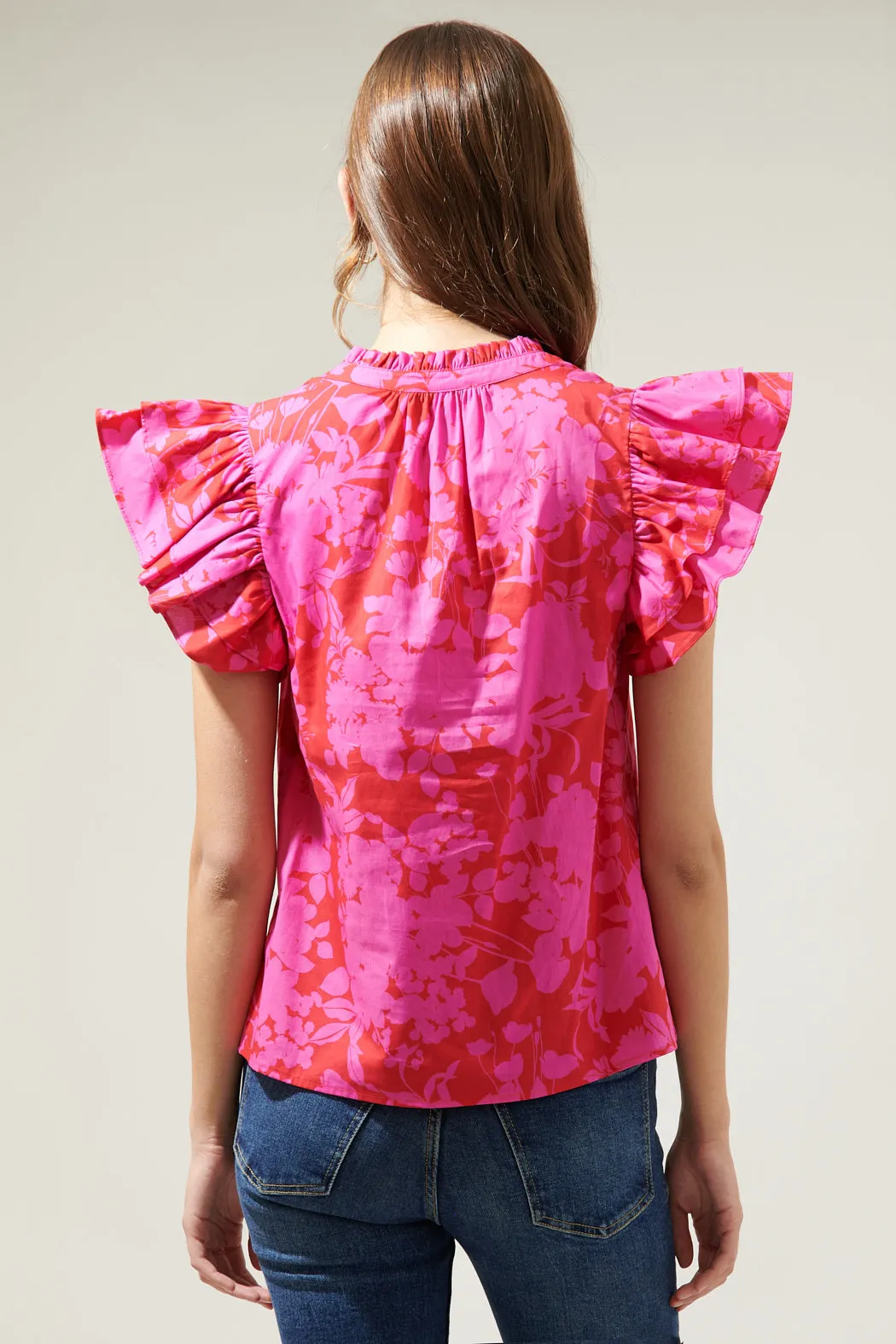 Blissa Floral Ruffle Sleeve Top