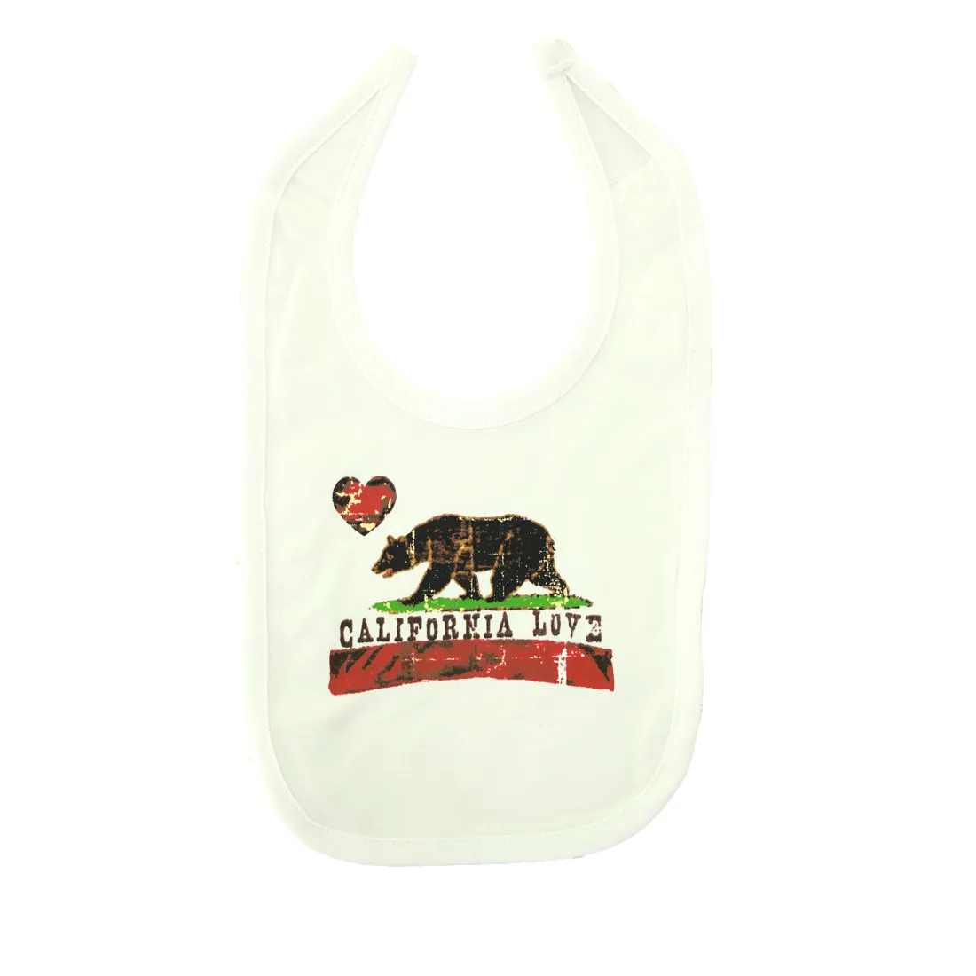 California Love Distressed Flag White Baby Bib