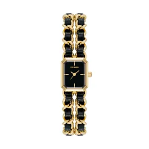 CHAIN WATCH AND BRACELET SET GOLD BLACK