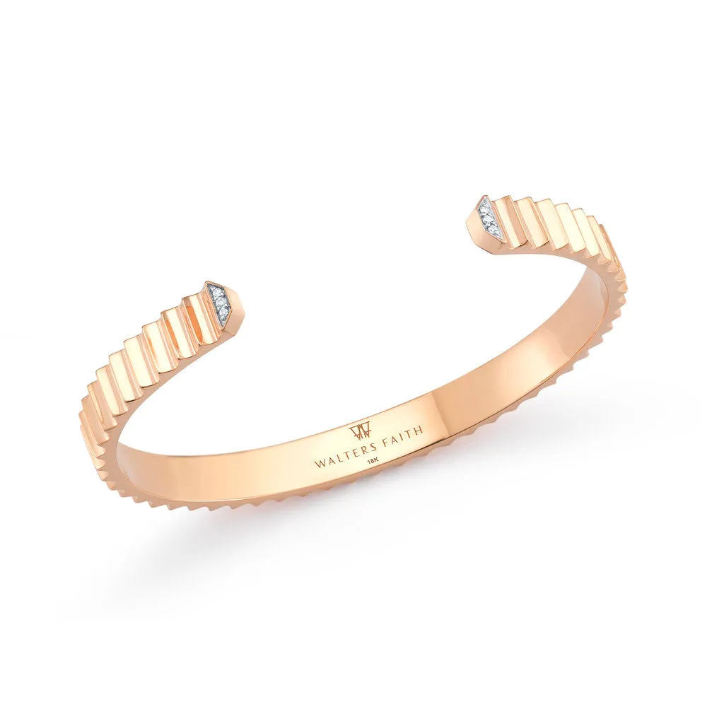 CLIVE 18K & DIAMOND WIDE FLUTED CUFF