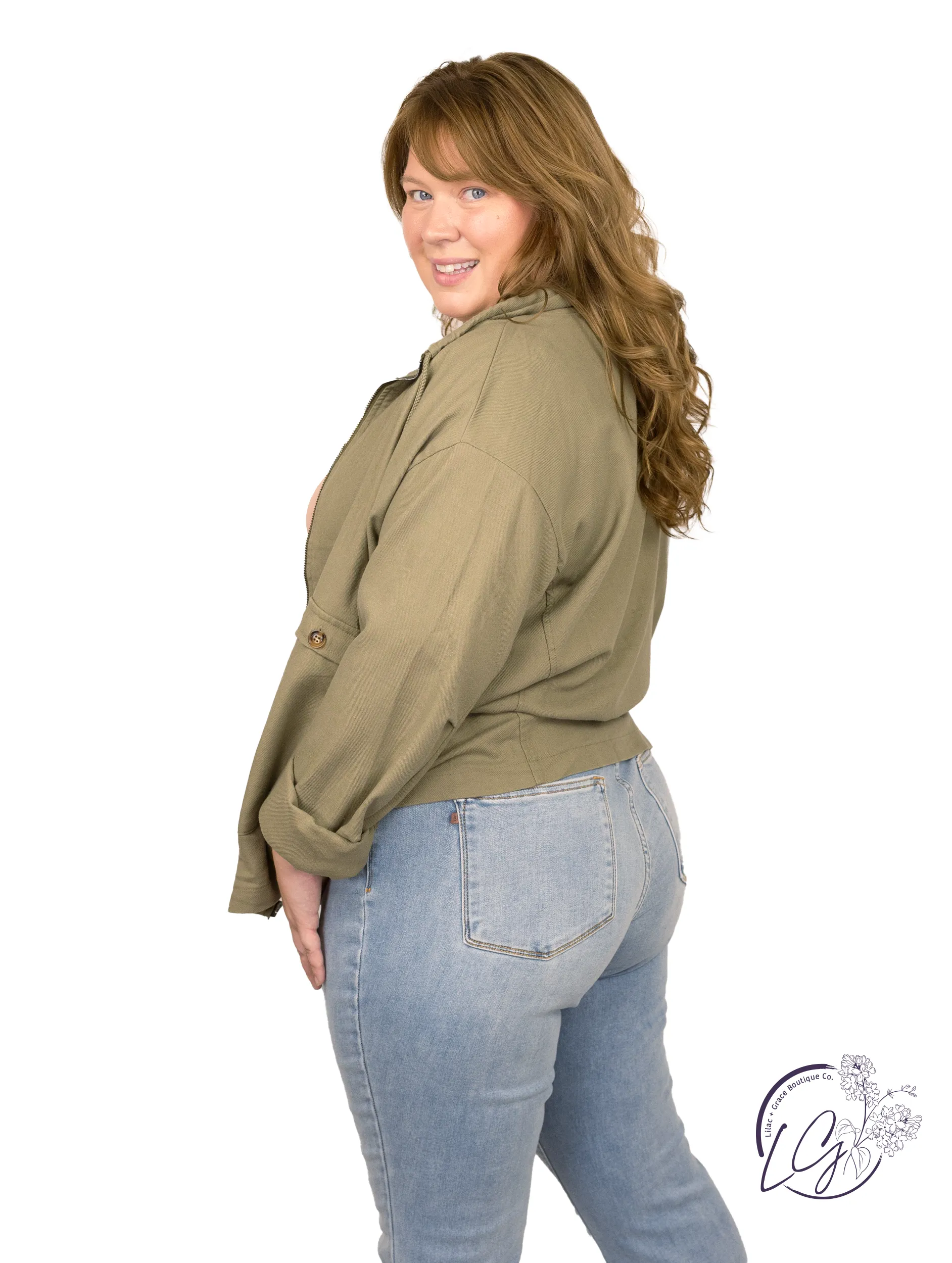 Curvy High Neck Utility Crop Jacket