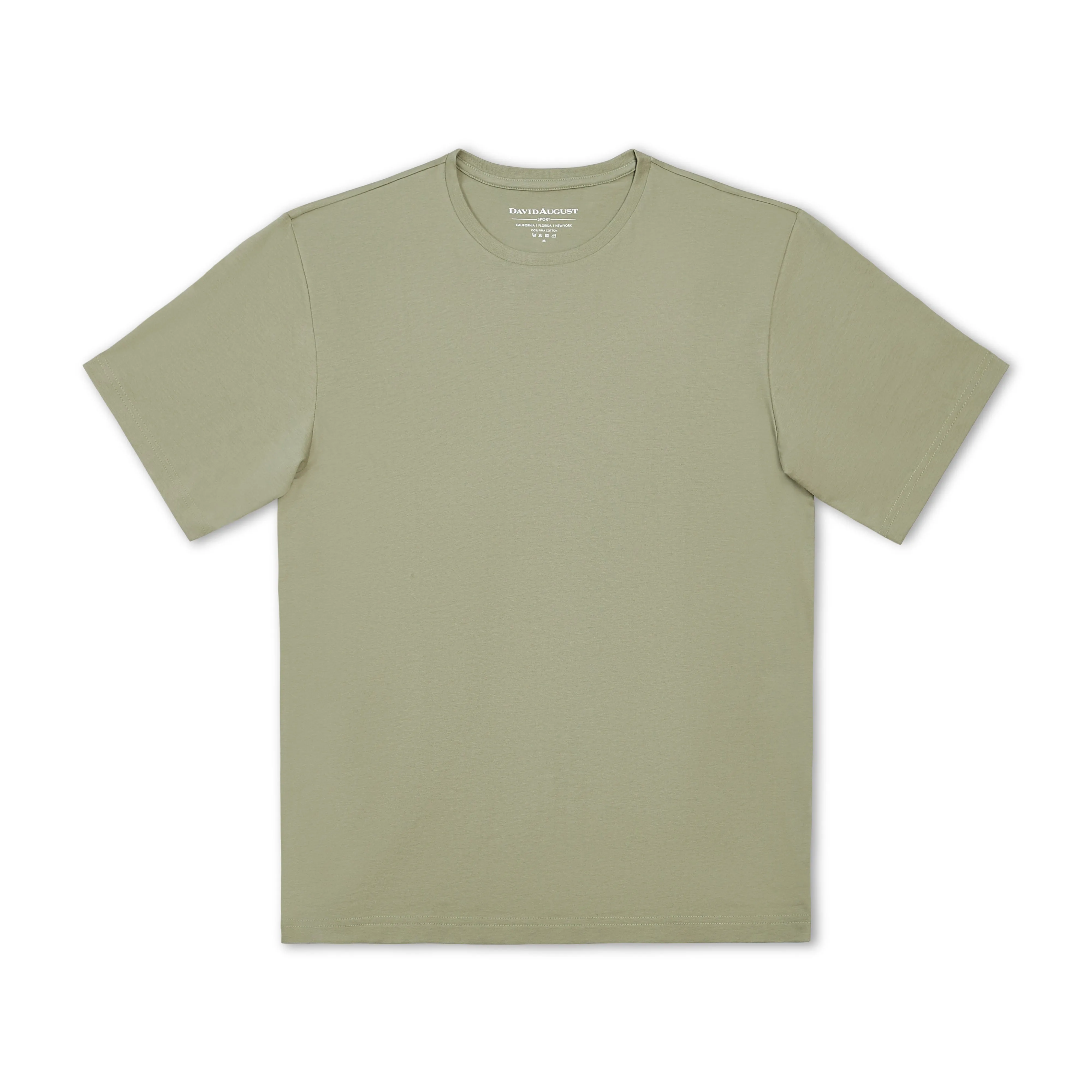 DAVID AUGUST PIMA COTTON CREW NECK T-SHIRT IN MOSS