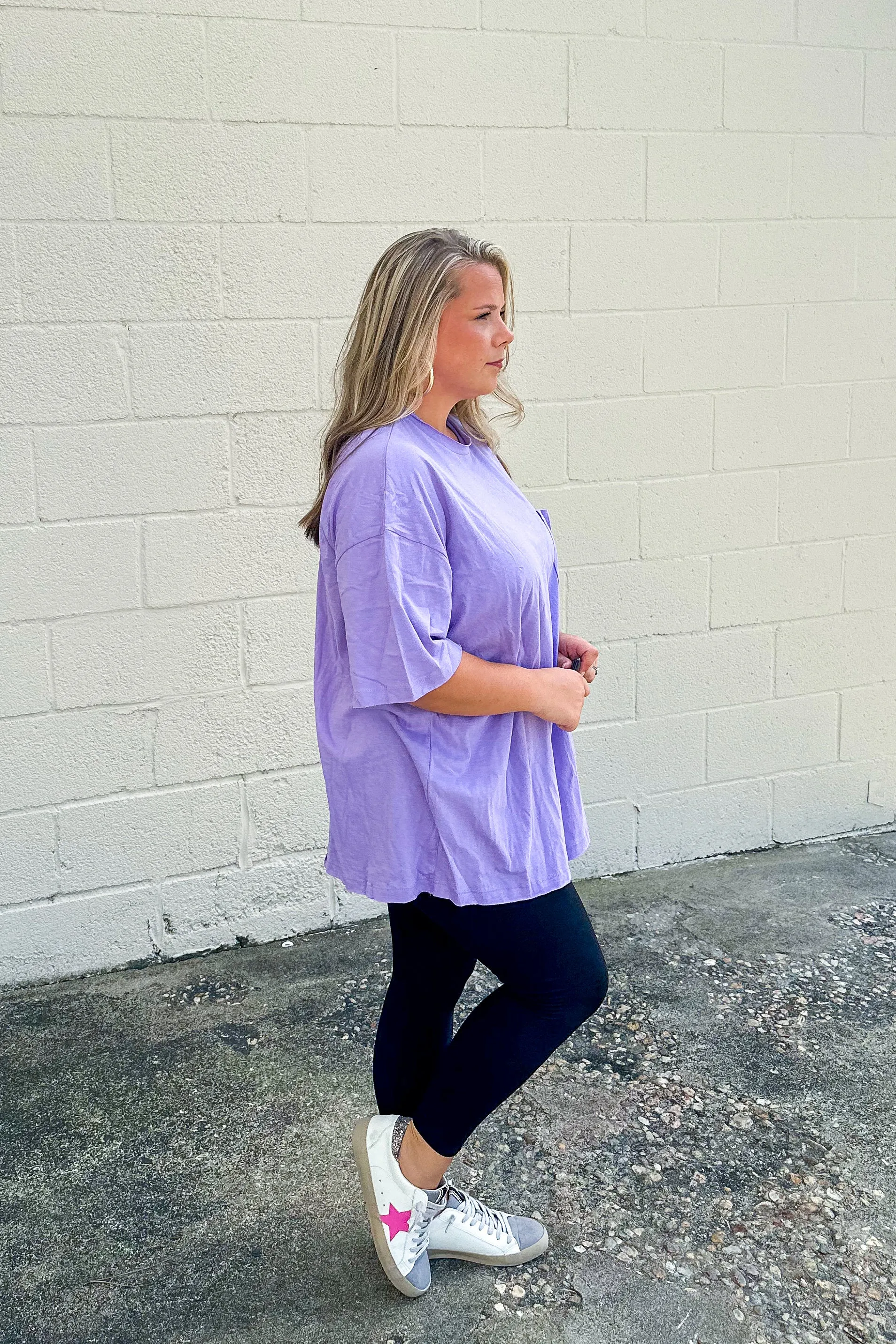 Emma Oversized Boyfriend Top, Lavender