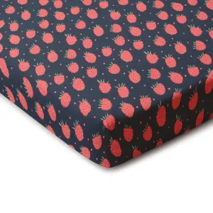 Fitted Crib Sheet - Raspberries Night Sky