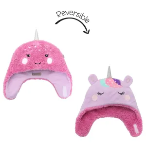 Flapjack Kids Reversible Sherpa Hat - Unicorn/Narwhal