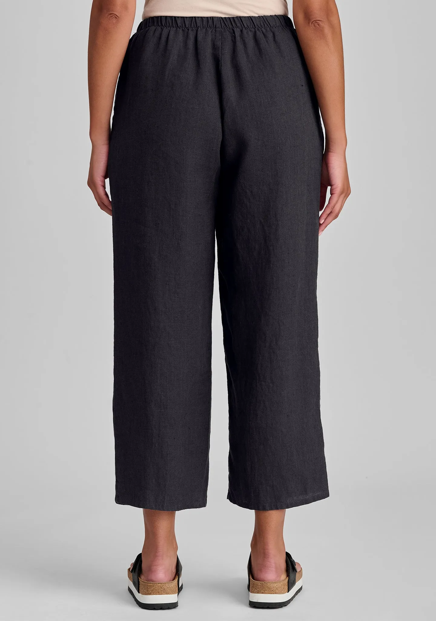 Floods - Linen Pants With Elastic Waist