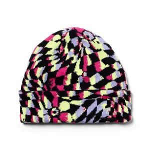 Girls Check Floral Beanie - Multi