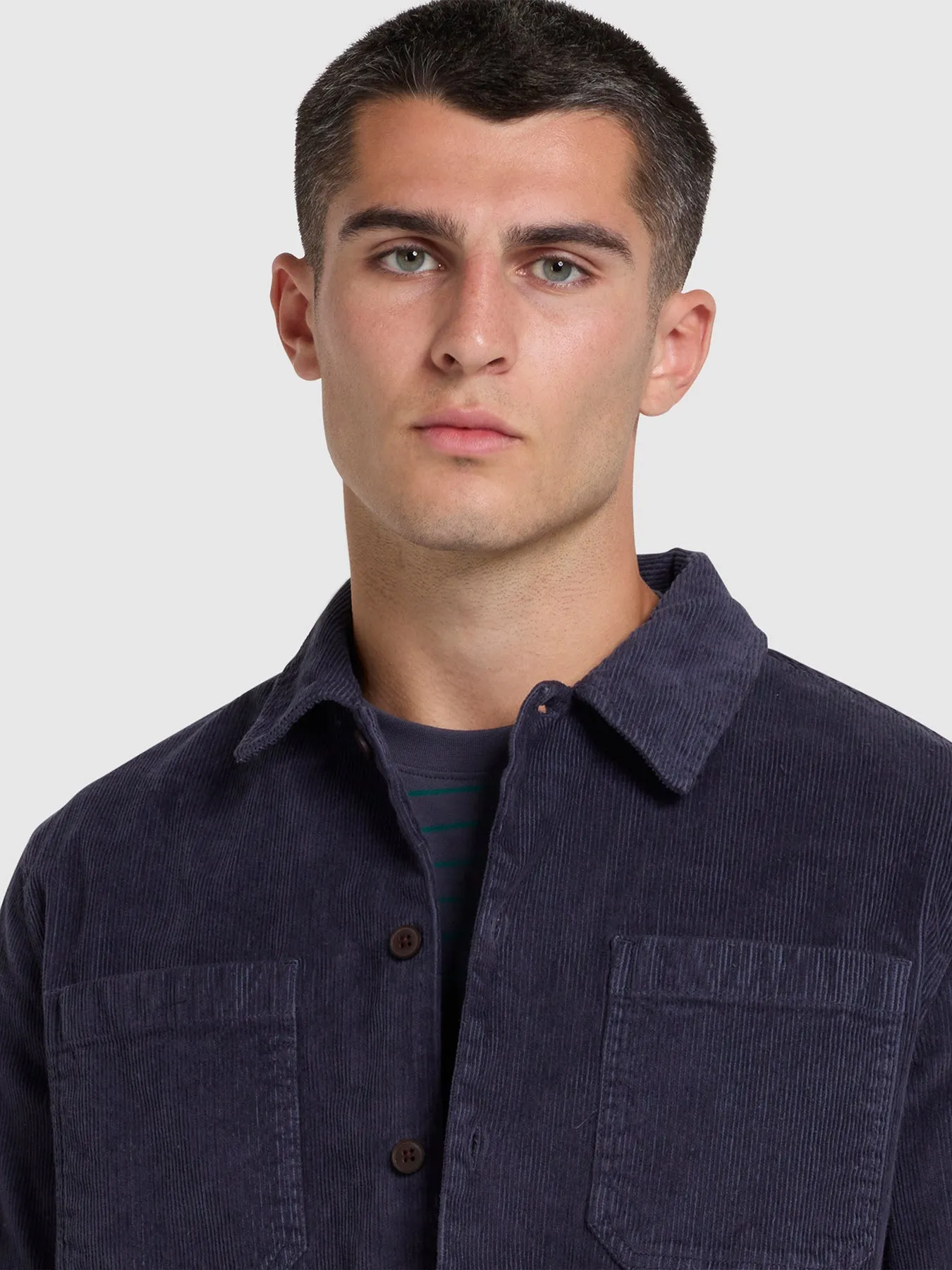 Kitner Relaxed Fit Corduroy Overshirt In Liquorice Blue