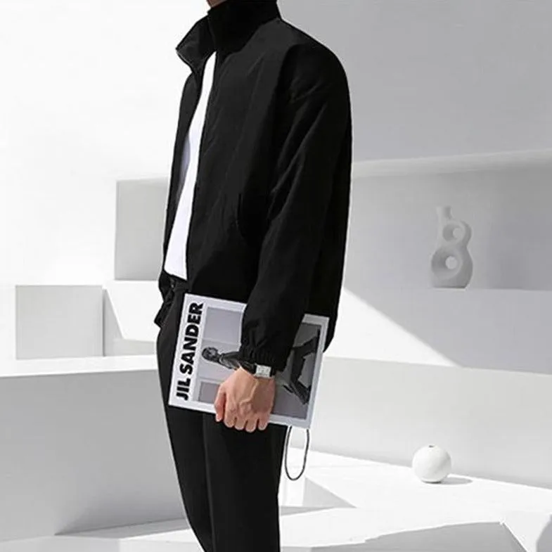 [Korean Style] Black Minimal Zip Shirt Jacket