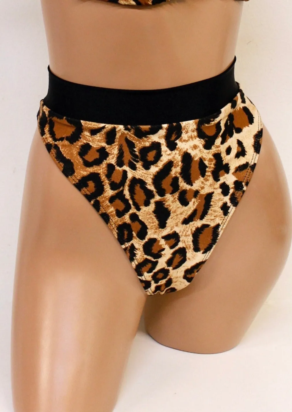 Leopard Highcut Thongback Bikini Bottoms