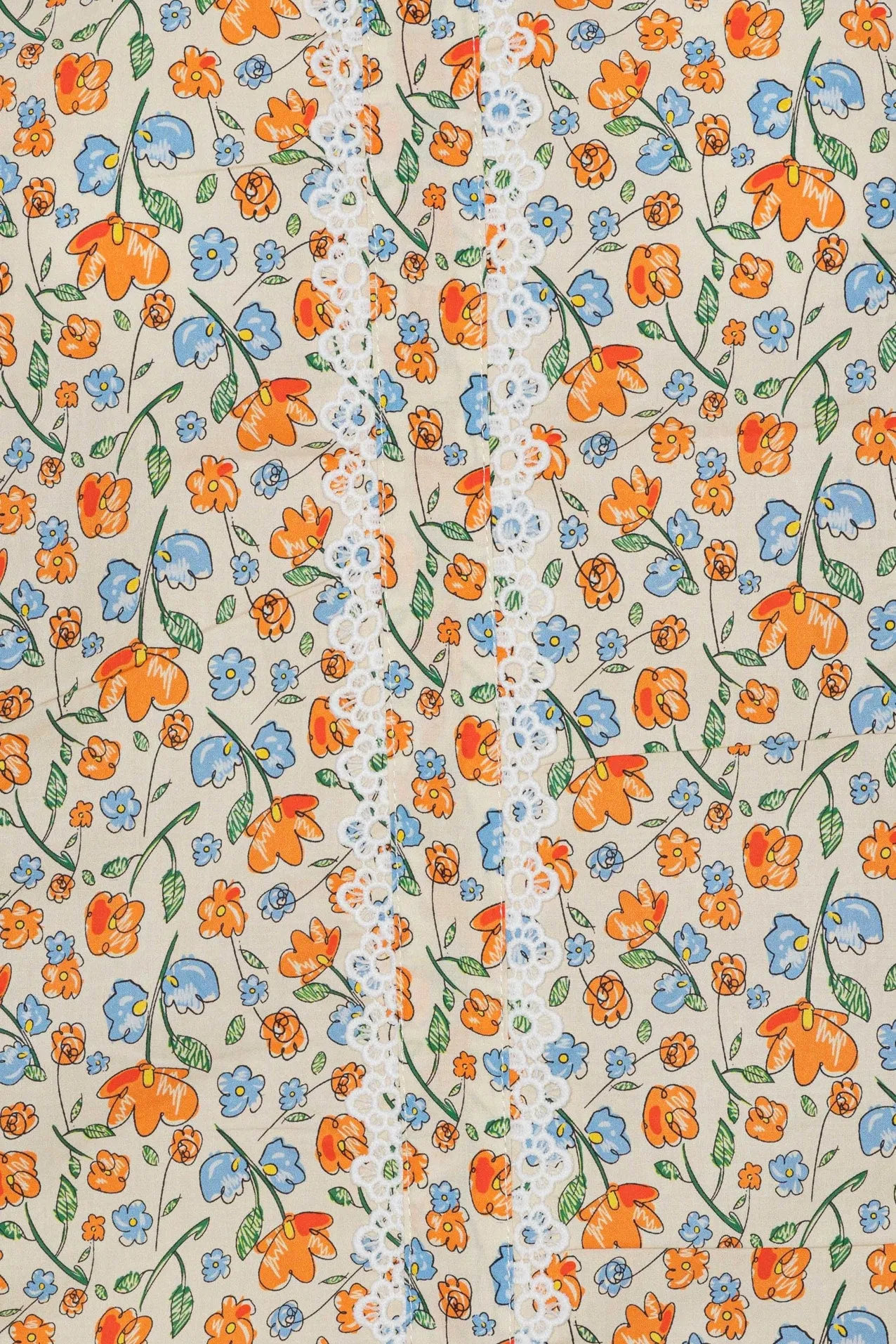 LiaIC Skjorte - Orange Blå Blomsterprint