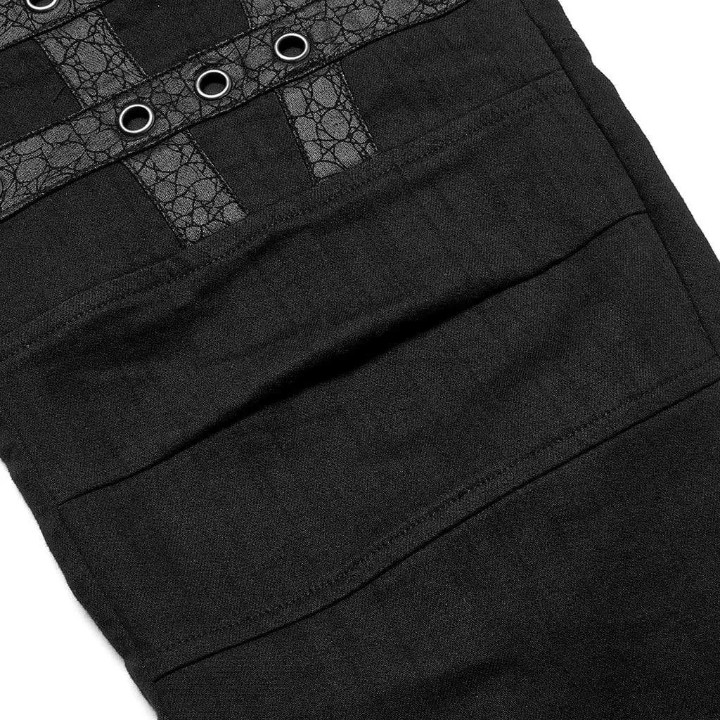 Men's Punk Buckle Splice Woven Pants