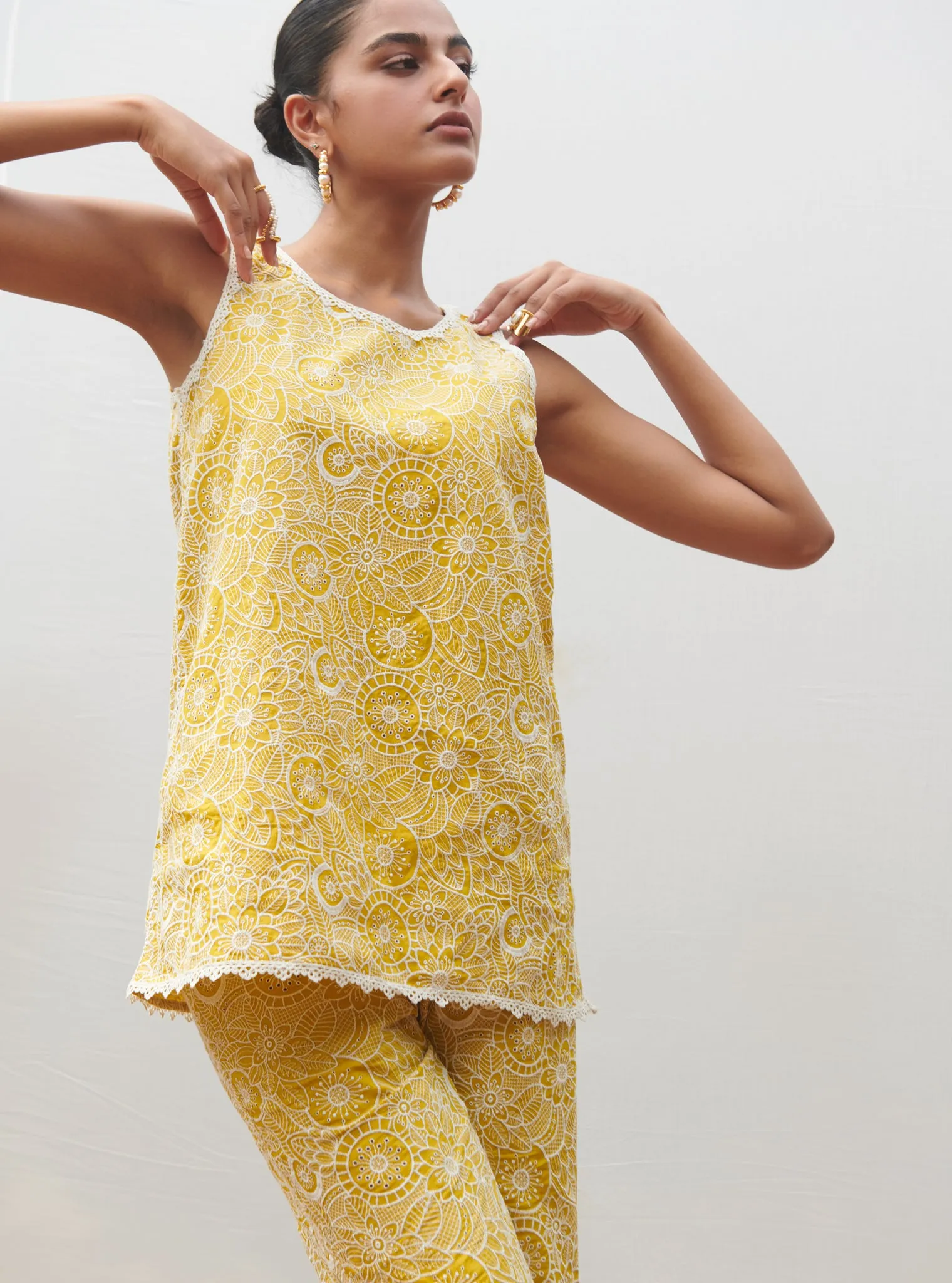 Mulmul Cotton Gardenia Yellow Co-ord???ÿSet