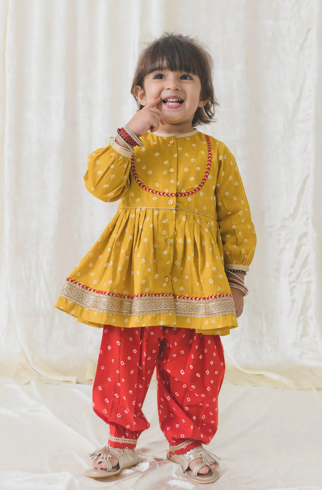 Pre-Order : Baby Girls Baby Bandhani Twirl - Yellow