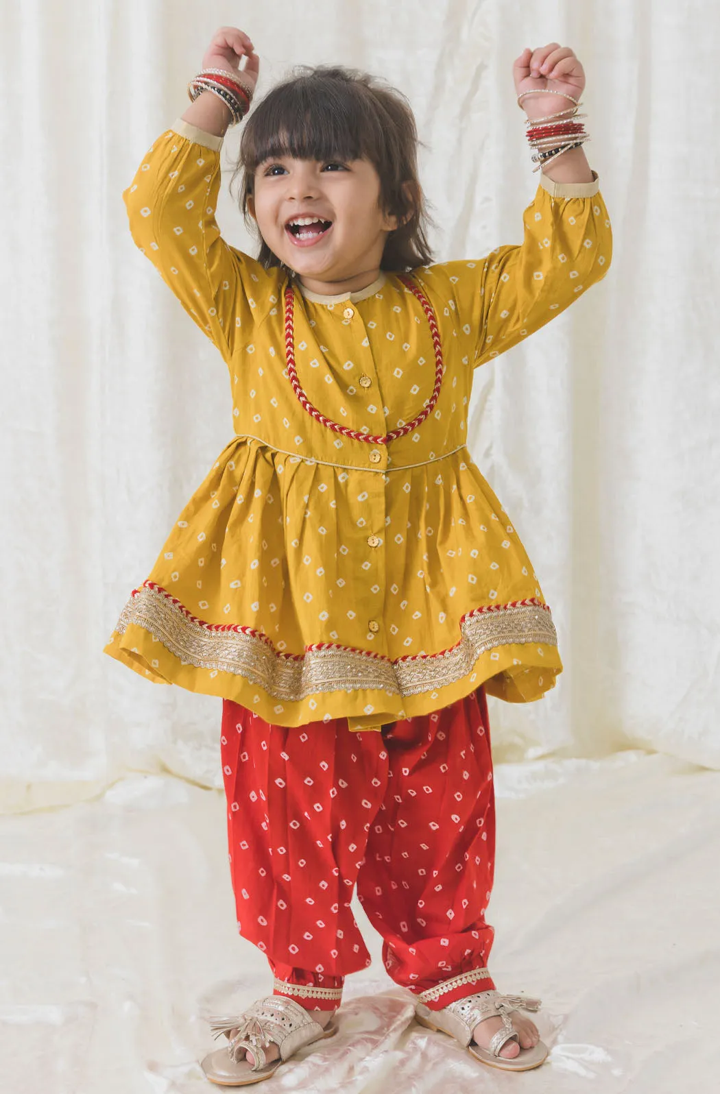 Pre-Order : Baby Girls Baby Bandhani Twirl - Yellow