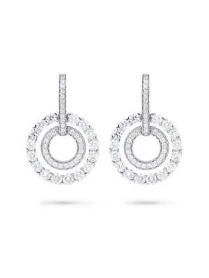 Roulette Double Hoop White Gold Diamond Earrings