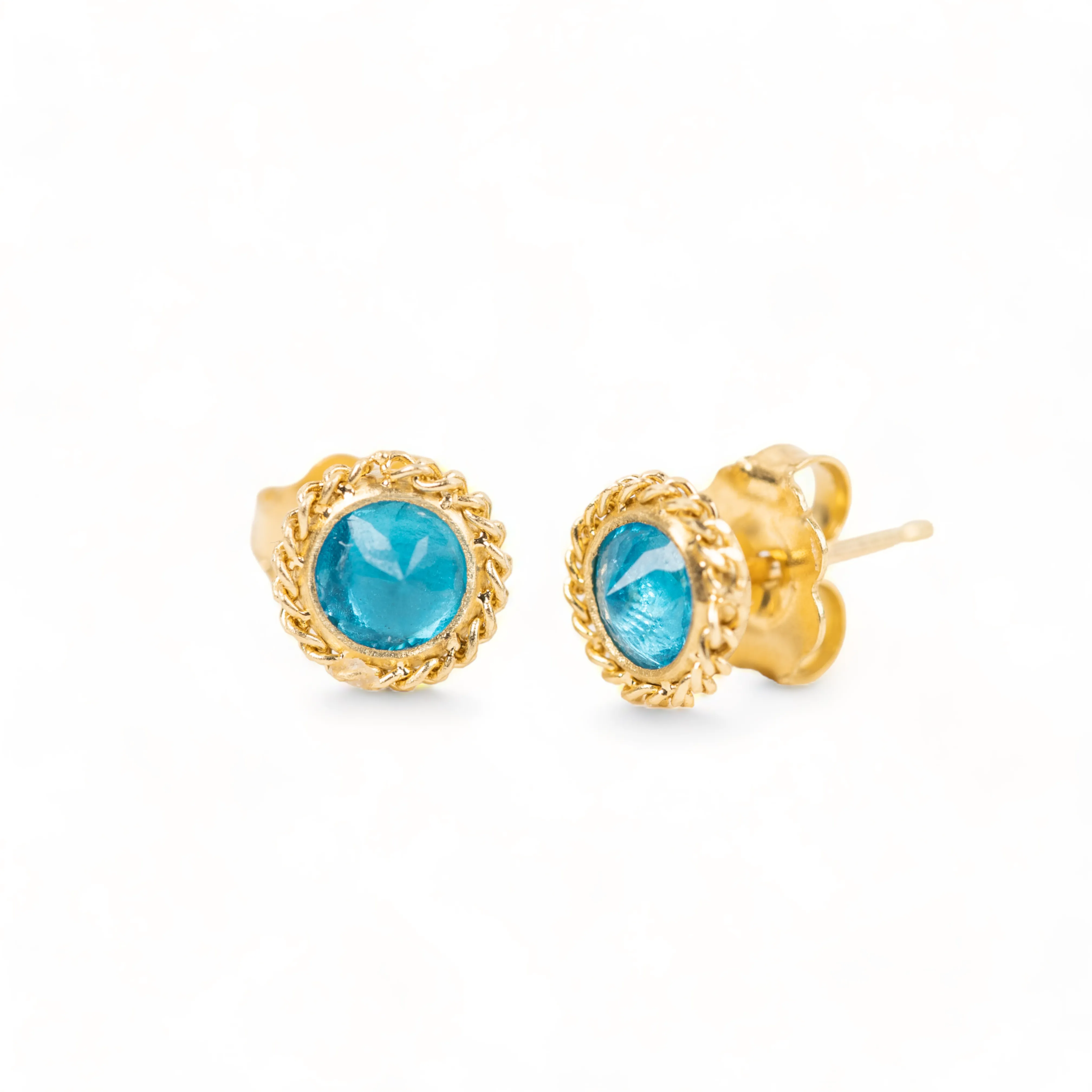 Round Apatite Stud Earrings