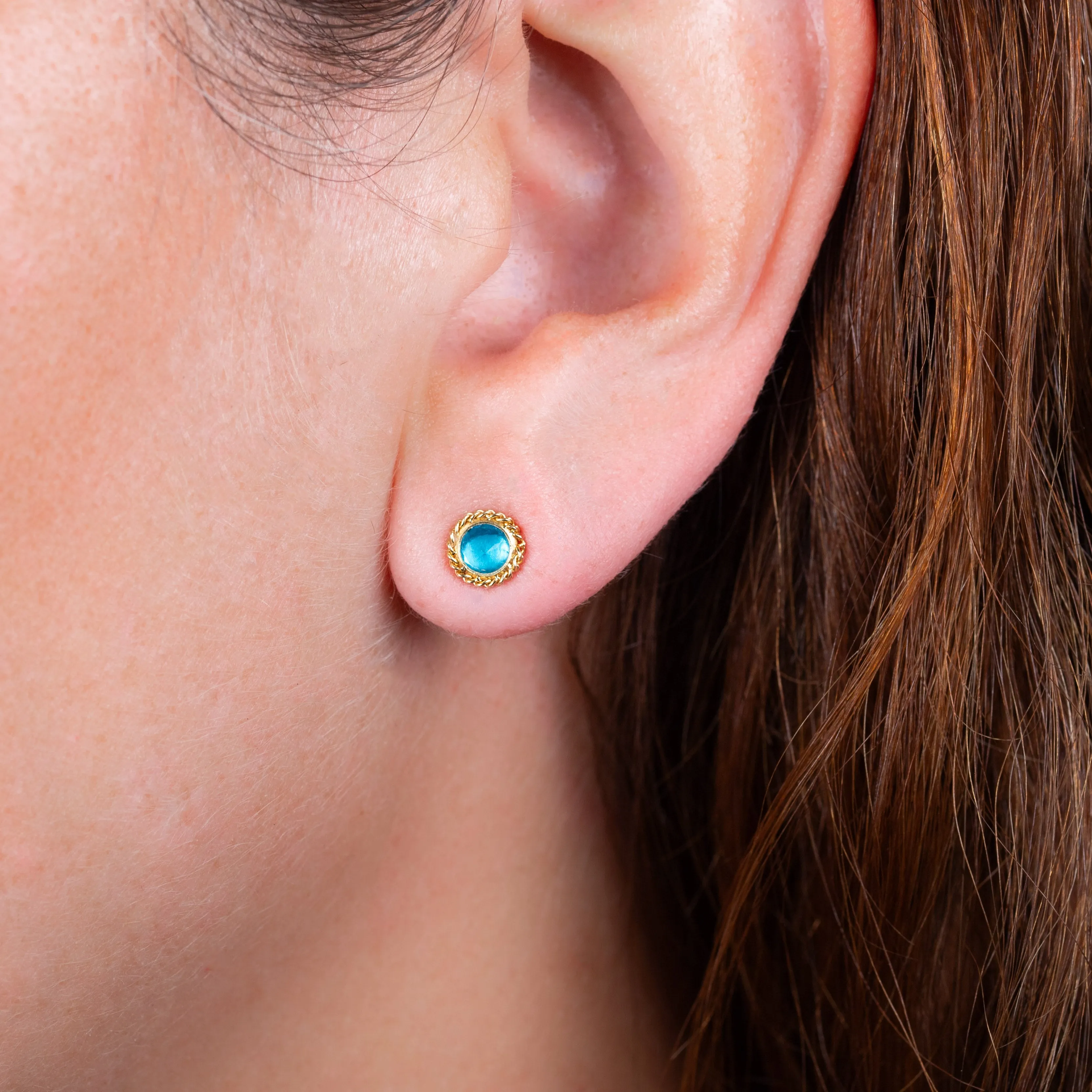 Round Apatite Stud Earrings