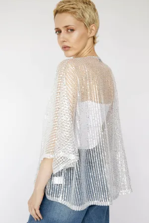 Sequin Kimono in Silver