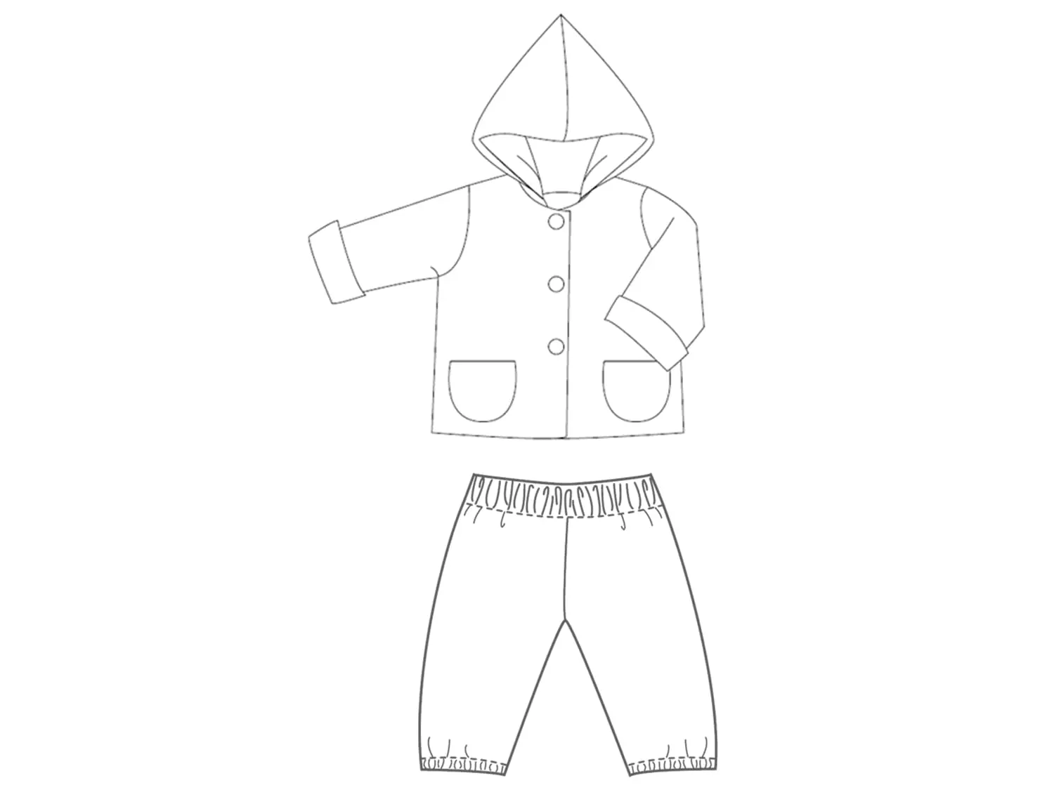 Set Baby Jacke und Hose TORINO   TORETTO Schnittmuster Ebook pdf Größen: 56/62, 68/74, 80/86, 92/98