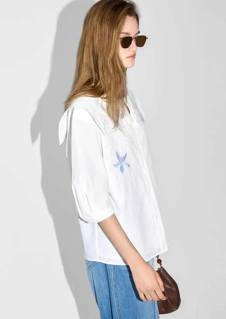 SHORT SLEEVE EMBROIDERY TOPS