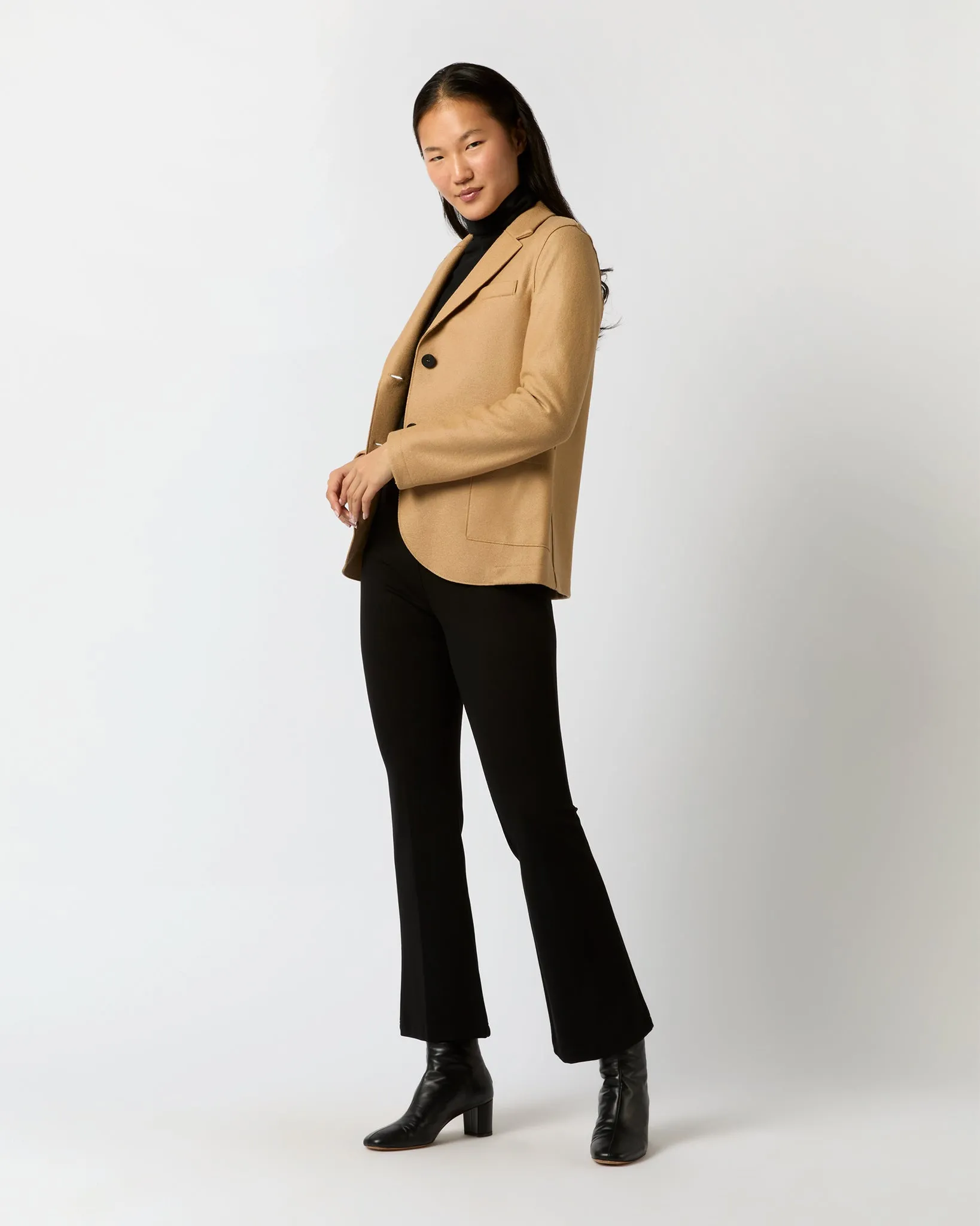 Stand Up Collar Blazer in Beige