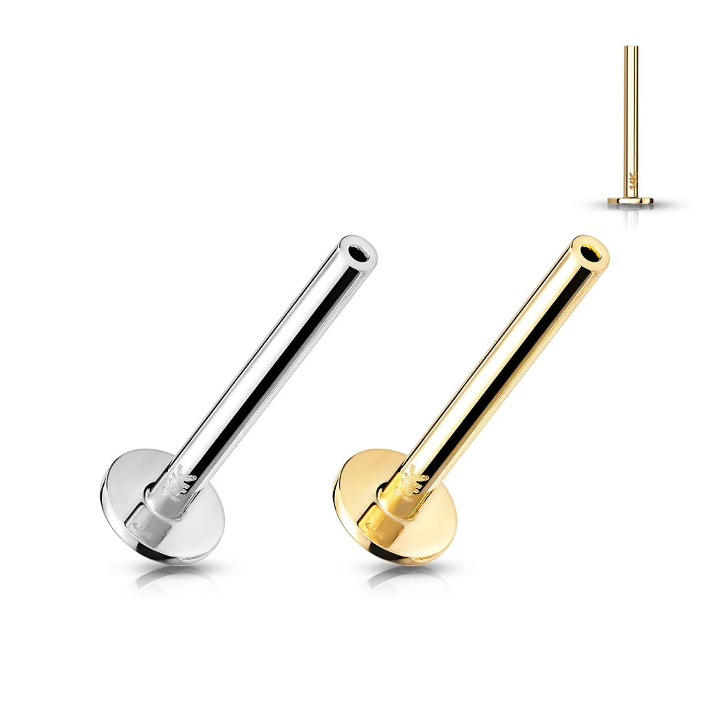 Threadless Flat Back Stud Pins in 14K Yellow Gold