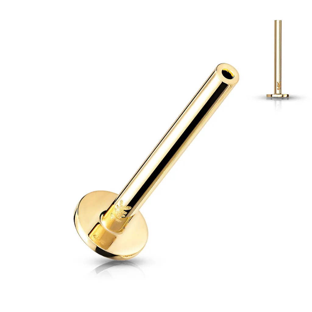 Threadless Flat Back Stud Pins in 14K Yellow Gold