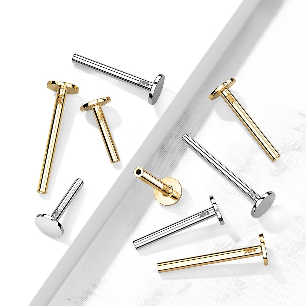 Threadless Flat Back Stud Pins in 14K Yellow Gold