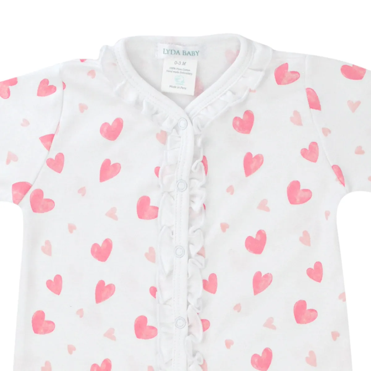 Watercolor Hearts Footie | Baby Girl