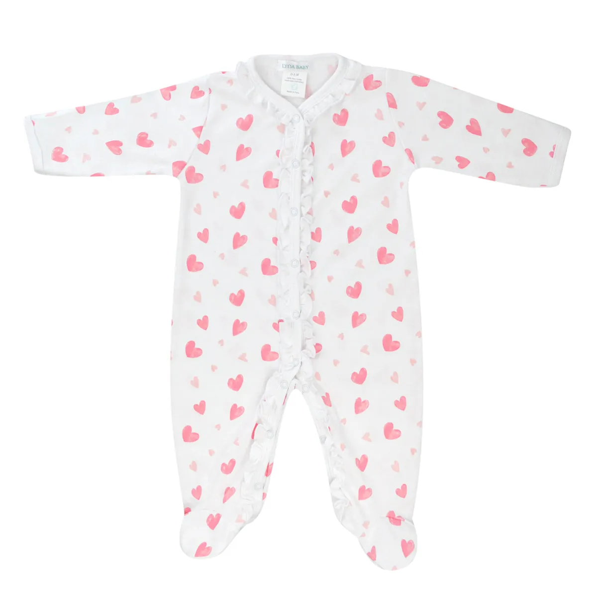 Watercolor Hearts Footie | Baby Girl