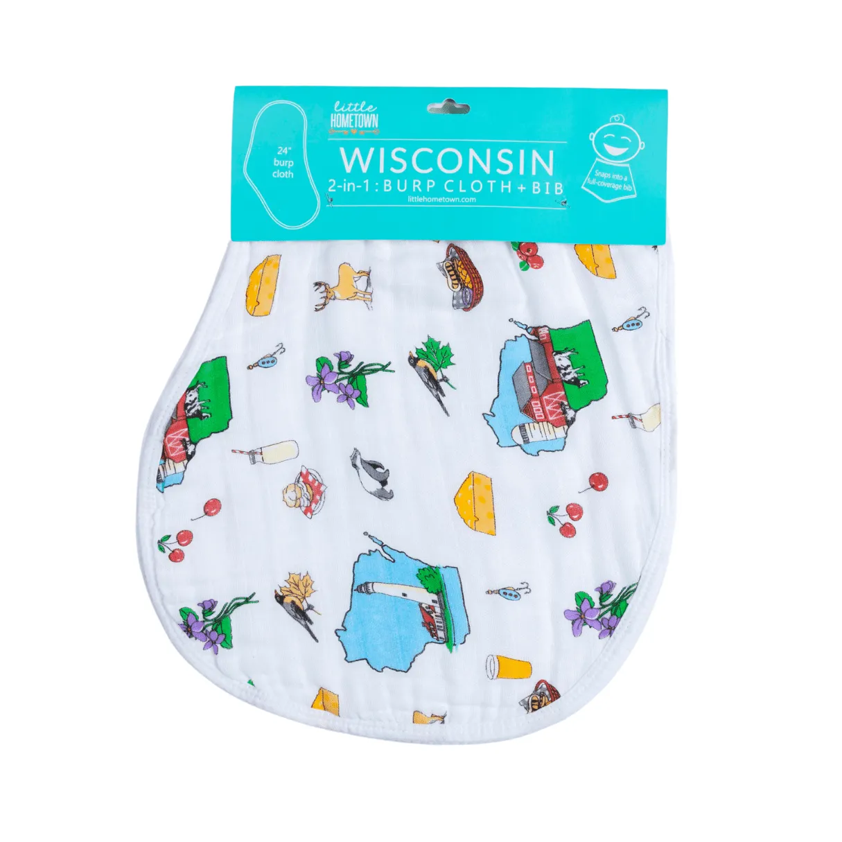 Wisconsin Baby Giftset:  Baby Swaddle Blanket and Burp/Bib Combo