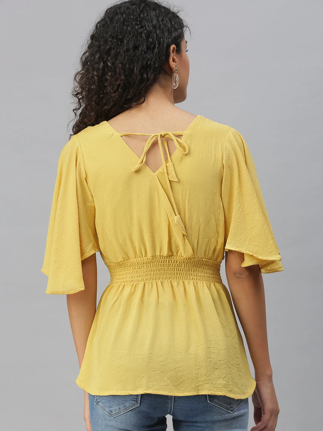 Women's Yellow Solid Tops