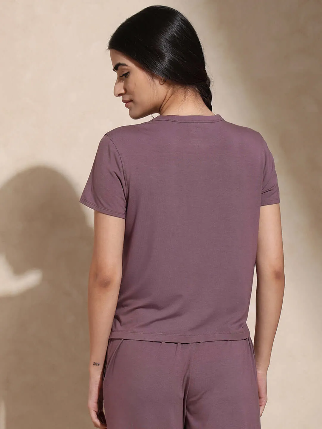 Zen Tee & Lounge Pants with Slit Mulberry