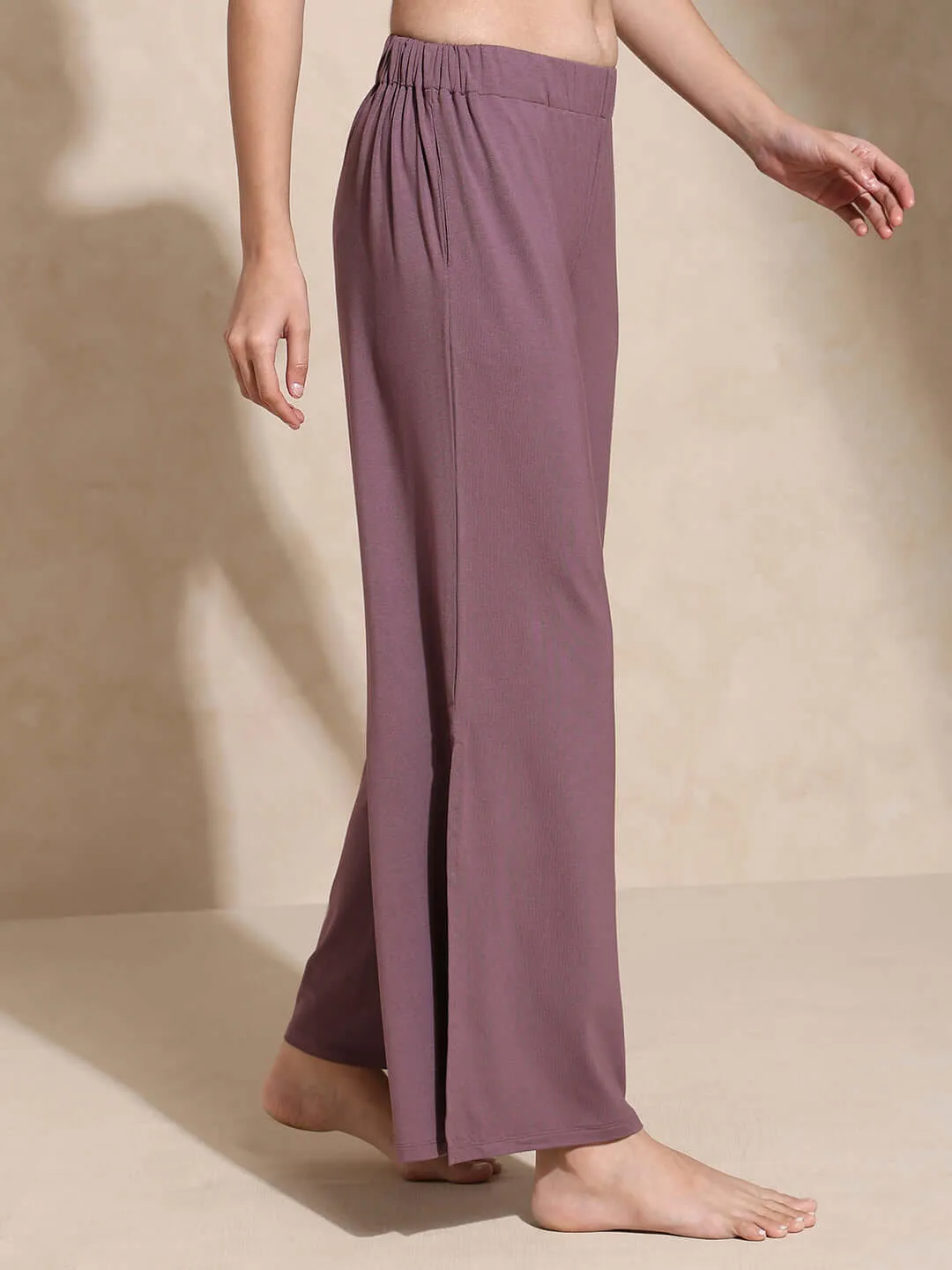 Zen Tee & Lounge Pants with Slit Mulberry